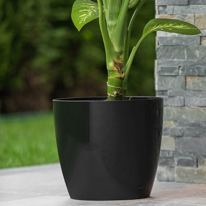 Duurzame Smartpot Ruby - bloempot 66L - zwart met steentje - watermeter incl. - drainage