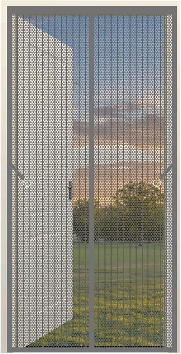 Extra Groot Magnetisch Vliegengordijn Raam 175x225 cm - Hor Horrengaas Zonder Boren - Grijs