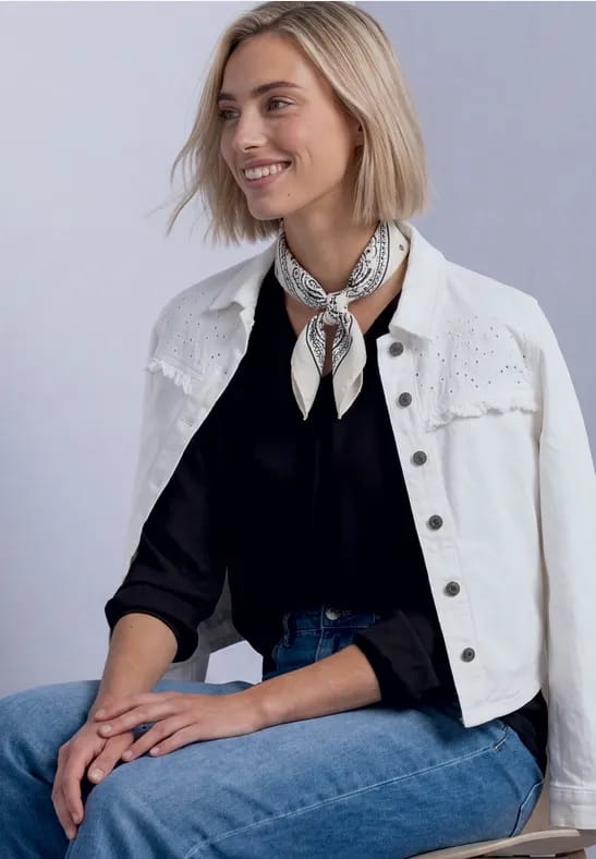 Shirt met lange mouwen, V-hals en mix van texturen