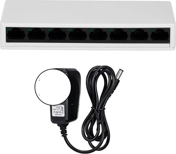 WiseGoods Premium Netwerk Switch Ethernet - Splitter - Netwerkkabel Adapter - Adapters Netwerkkabels - 8 Internet Poorten - Wit