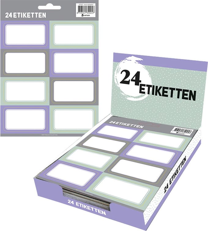 Verhaak - Etiketten pastel – 24 Etiketten – School – Schoolspullen