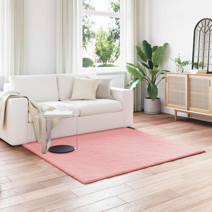 vidaXL - Antislip - vloerkleed - van - imitatie - konijnenbont - OLITE - Roze