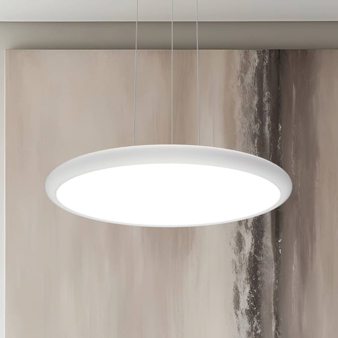 Viokef LED hanglamp Benett, wit, Ø 50 cm, metaal/acryl