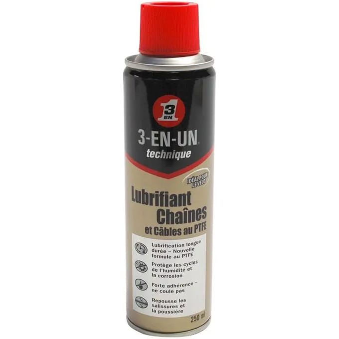 3-in-1 fietskettingsmeermiddel voor ketting en kabel WD40 Ptfe