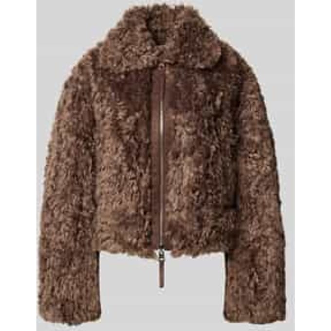Regular fit teddy-/imitatiebontjack met platte kraag model 'Amoa'