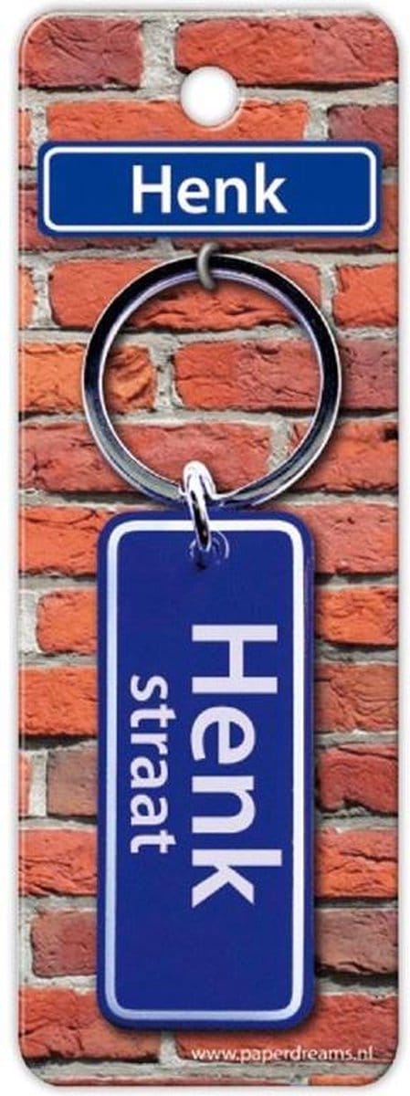 Paper Dreams Sleutelhanger Straatnaam Henk 9 Cm Staal Blauw