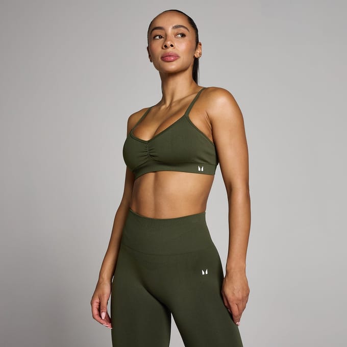 MP Dames Tempo Naadloze Ruched Front Sport-BH - Bosgroen - XL
