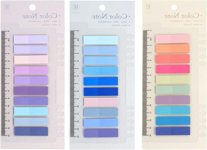 600 Pcs Sticky Notes - 3 Pad Pack met Kleurrijke Index Tabs, Notitie Labels en Annotatie Markers voor Notebooks