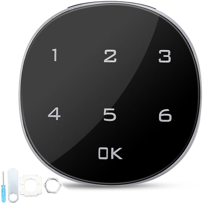 Serrure numérique électronique à code avec écran tactile pour armoire, boîte aux lettres, classeur, sauna, tiroir black