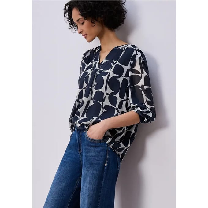 Gedessineerde blouse met tape