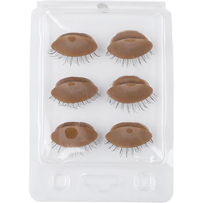 3 Paires Paupières de Tête de Mannequin avec Cils pour Extension de Cils, Greffe, Entraînement, Pratique marron
