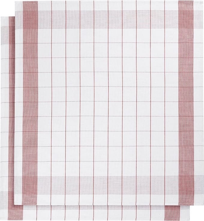 set van 12 keukenhanddoeken - De Witte Lietaer - wit/rood - katoen/linnen