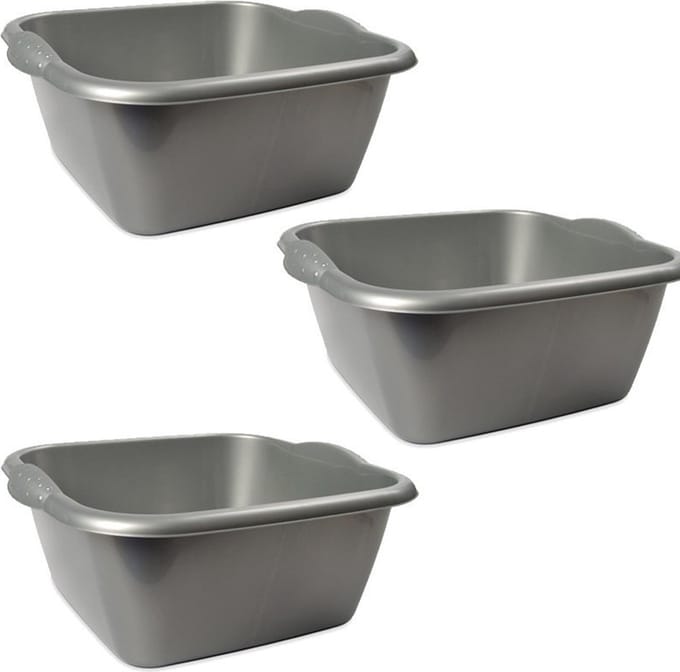 Hega Hogar Afwasteil - 5x - rechthoek - zilver - 3L - 25 x 23 x 10 cm - afwasbak