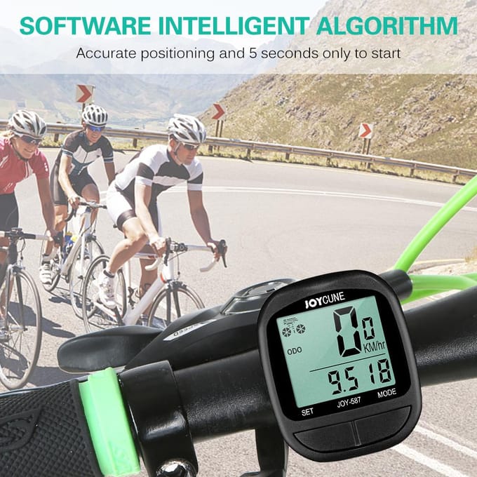 Fietscomputer Fiets waterdicht Bekabelde snelheidsmeter en kilometerteller Stopwatch Fietscomputer zwart