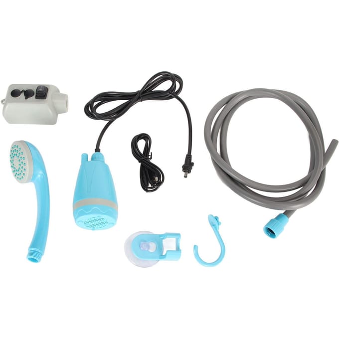 Draagbare Buitendouchekit USB Oplaadbare Campingset met Waterpomp Blauw gray