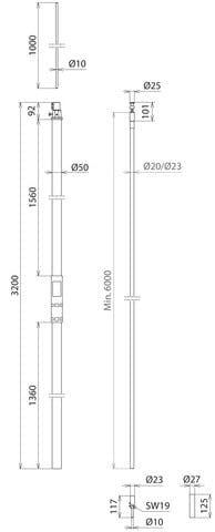 Dehn HVI Geleider met steunbuis en luchtaansluitstang - 819326