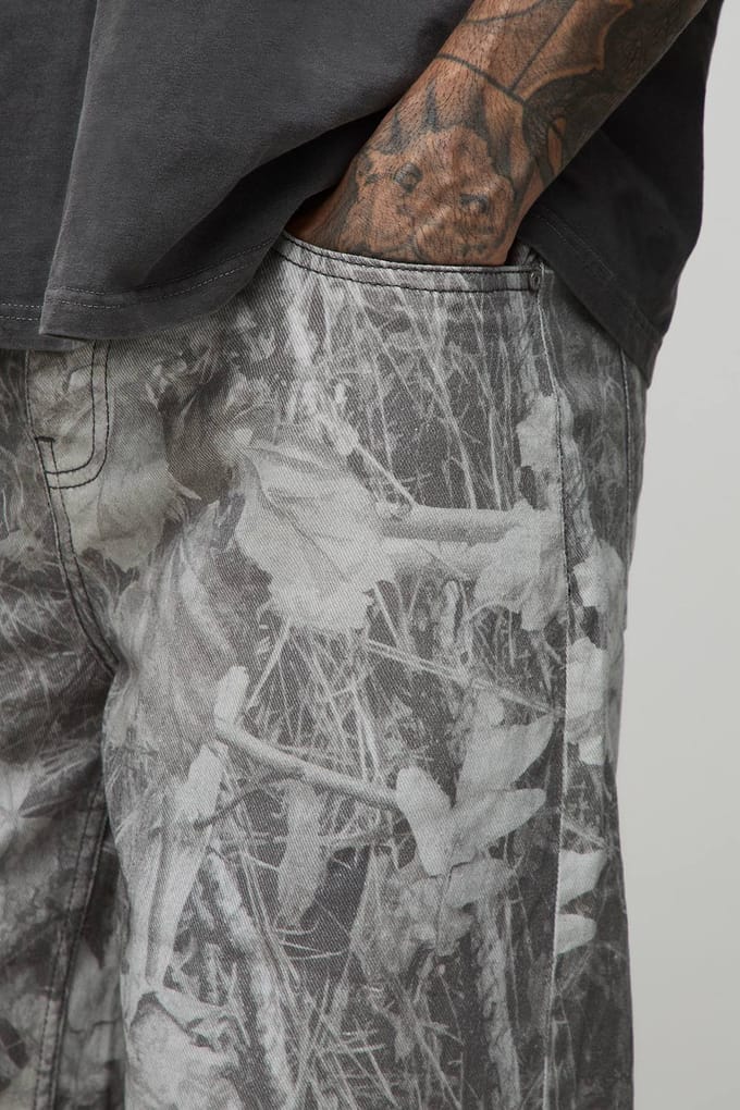Lange gewassen camouflage jeans met baggy fit | Washed Khaki | Size 36