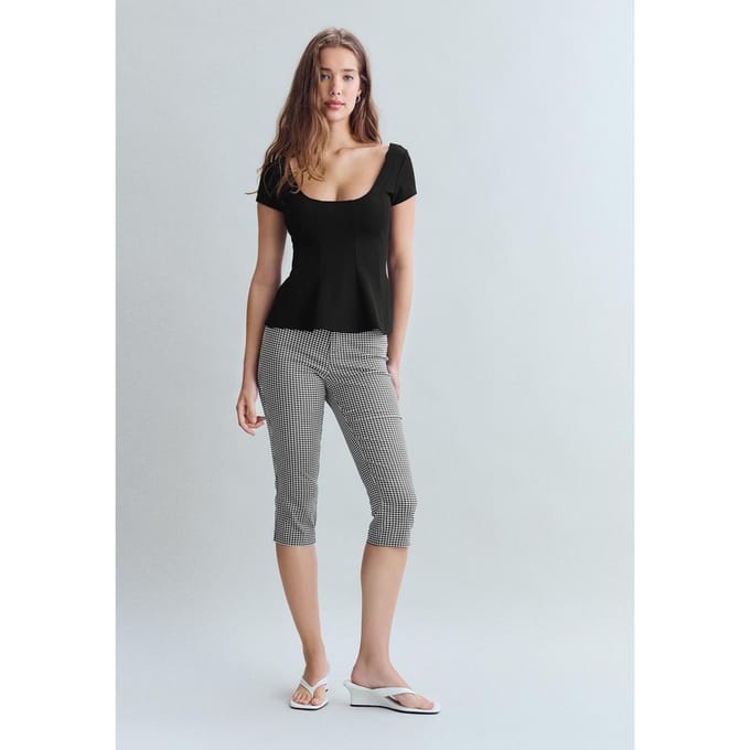 Stradivarius Peplumtop met kapmouwtjes  Zwart XS