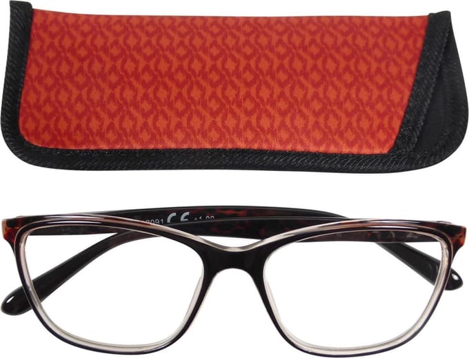 Lilly&june Leesbril Rood en Zwart +1 - Met Bijpassend Etui
