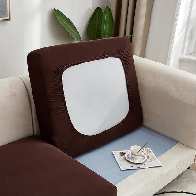 Housse de coussin de canapé extensible de couleur unie, housse de canapé pour salon, housse de chaise élastique amovible, protection de meubles Plus Size3(L)-1pc marron