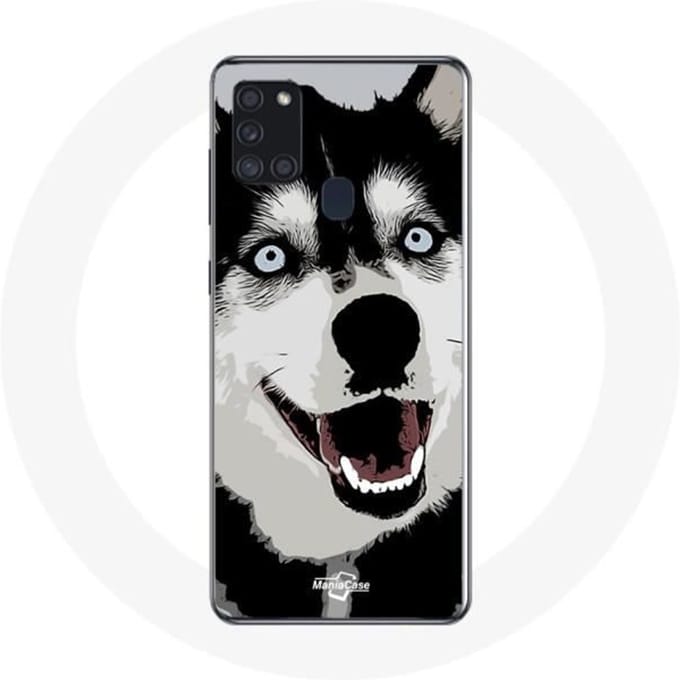 Samsung Galaxy A21S Hoesje Siberische Husky Blauwe Ogen