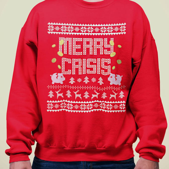 Foute Kerst Trui Rood Merry Crisis Piggybank M