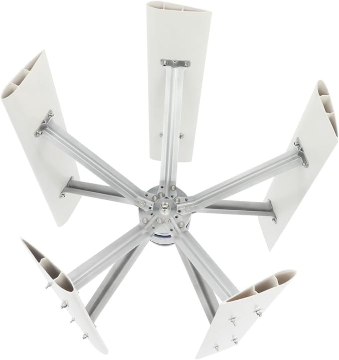 Verticale windturbine - Energie generator - Huishoudens van stroom - 5-blads ontwerp - 75x80 cm - Wit