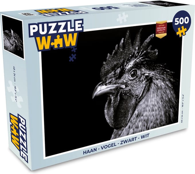 Puzzel Haan - Vogel - Zwart - Wit - Legpuzzel - Puzzel 500 stukjes