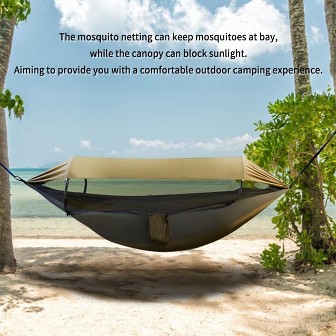 Hamac de Camping étanche, Portable, suspendu, avec moustiquaire, pour randonnée en plein air vert d’armée