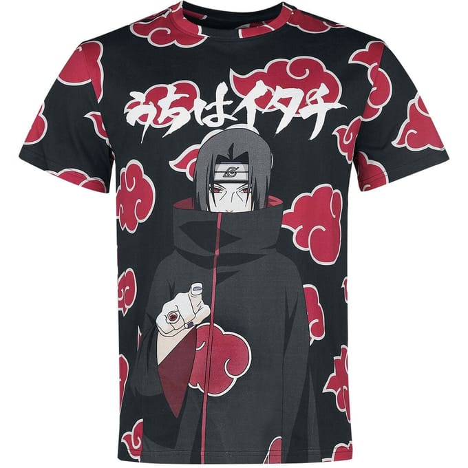 Naruto - Anime T-shirt - Shippuden - Itachi Clouds - L - voor Mannen - meerkleurig