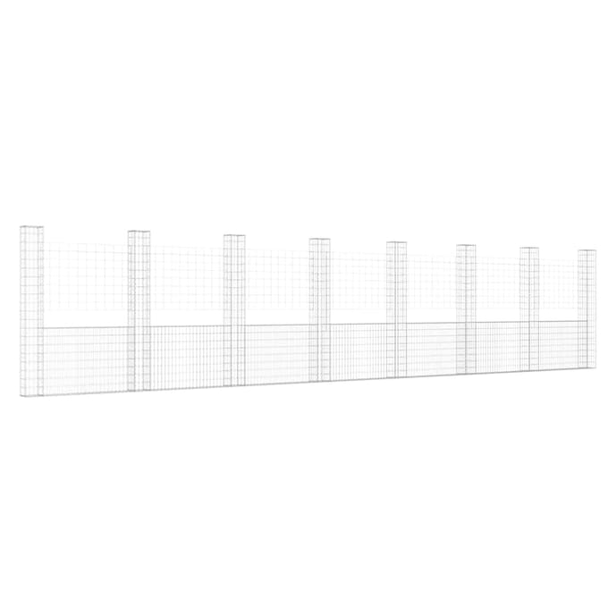 vidaXL - Schanskorf - U-vormig - met - 8 - palen - 860x20x200 - cm - ijzer