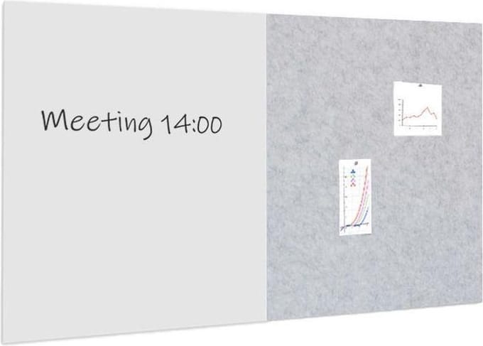 Whiteboard prikbord pakket 100x200 cm - 1 whiteboard + 1 akoestisch paneel - Lichtgrijs