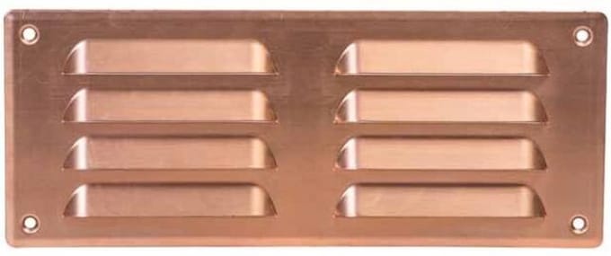 Metalen ventilatierooster vierkant 260x105 mm koper - MR26105Cu