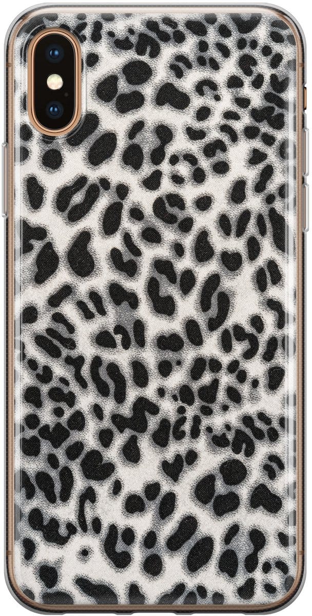 Leuke Telefoonhoesjes - Hoesje geschikt voor iPhone Xs Max - Luipaard grijs - Soft case - TPU - Luipaardprint - Grijs