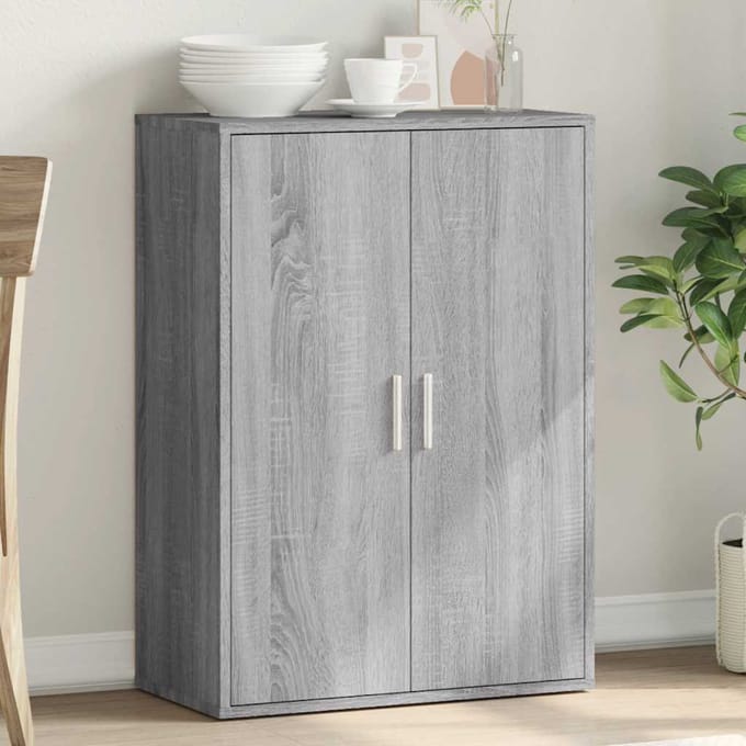 vidaXL - Dressoir - 60x31x84 - cm - bewerkt - hout - grijs - sonoma
