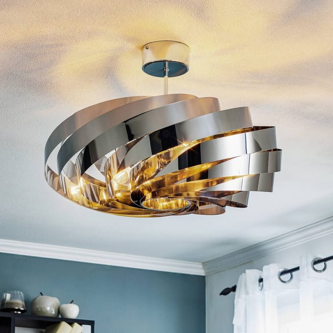 Euluna - plafondlamp - 4lichts - Metaal - H: 38 cm - E27 - chroom-nikkel