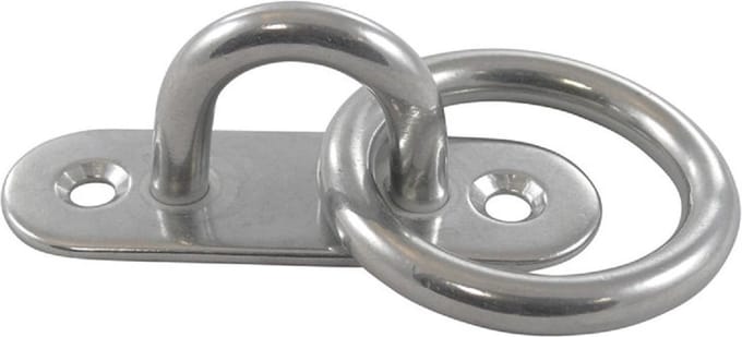 RVS Bevestigingsplaat met ring en langwerpige grondplaat - 45x15 mm