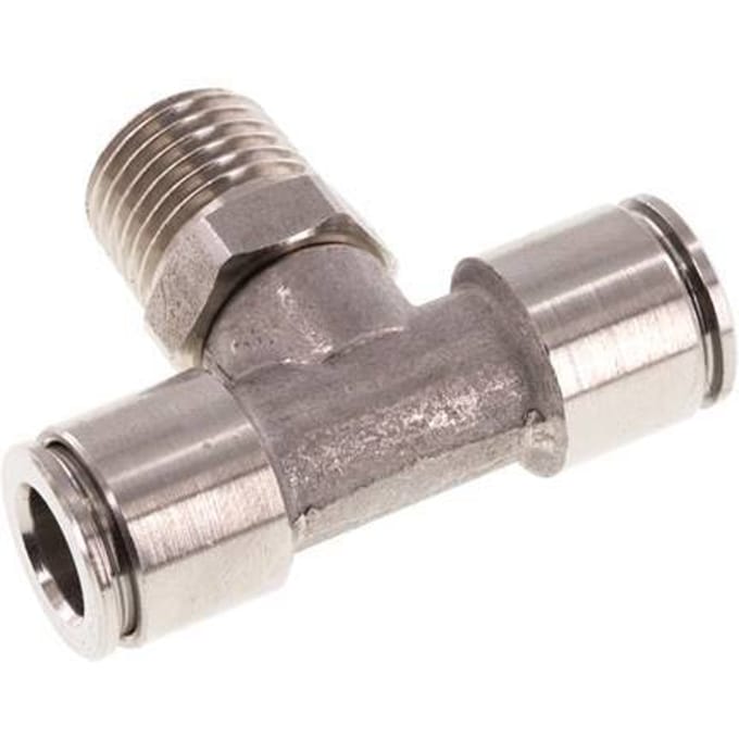 8mm x R1/4'' inline T-stuk RVS Insteekfitting Buitendraad Draaibaar FKM