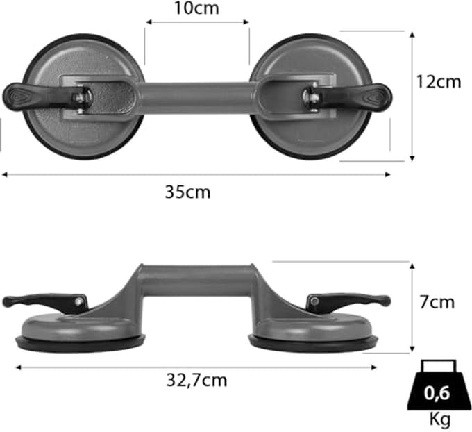 Zuignap met 2 Aluminium Zuignappen voor Glasplaten en Ramen