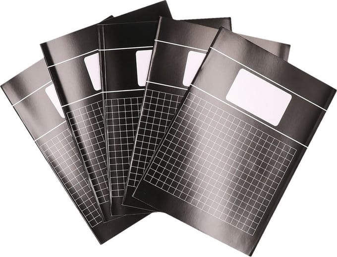 A4 ruitjes schriften pakket - 10x - 10 mm - 5 stuks - zwart