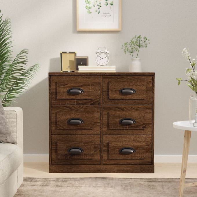 vidaXL - Dressoir - 70x35,5x67,5 - cm - bewerkt - hout - bruin - eikenkleur
