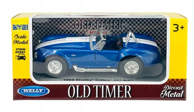 Welly Old Timer 1965 Shelby Cobra 427 S/C Blauw Metaal 1:34 Model