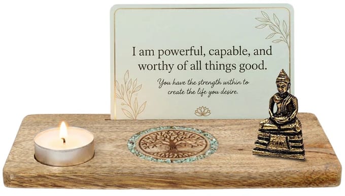 Kaarthouder Tree of life Amazoniet mangohout – ± 21,5 cm x 13 cm