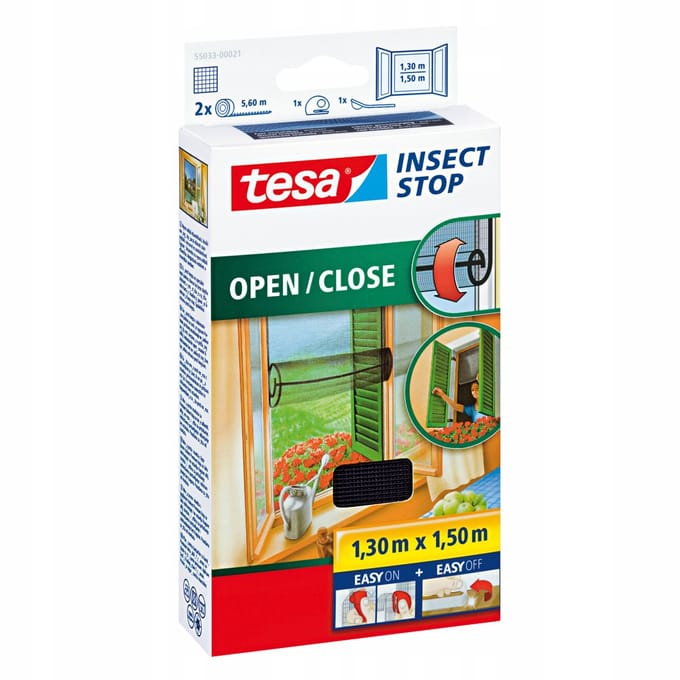 Tesa Insect Stop - Raammuggennet - 1,3 x 1,5m - Zwart - Polyester