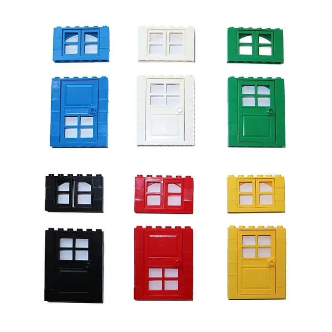 Doe-het-zelf Blokken Huis Accessoires Architectuur Monteren Bouwen Tijdloos Bakstenen Deuren en Ramen 60623 blue