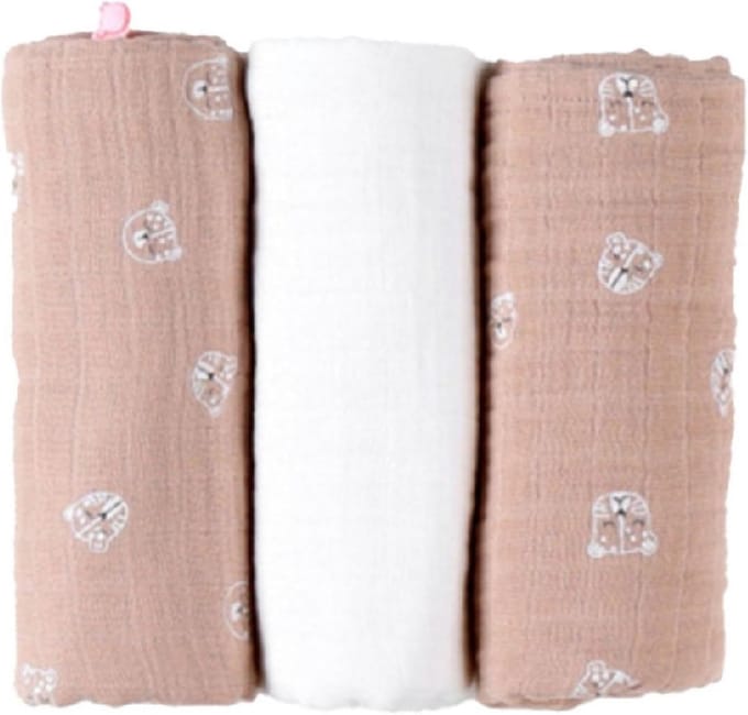 Set van 3 Hydrofiele Luiers Mix&Match Biologisch Katoen 70x70 cm