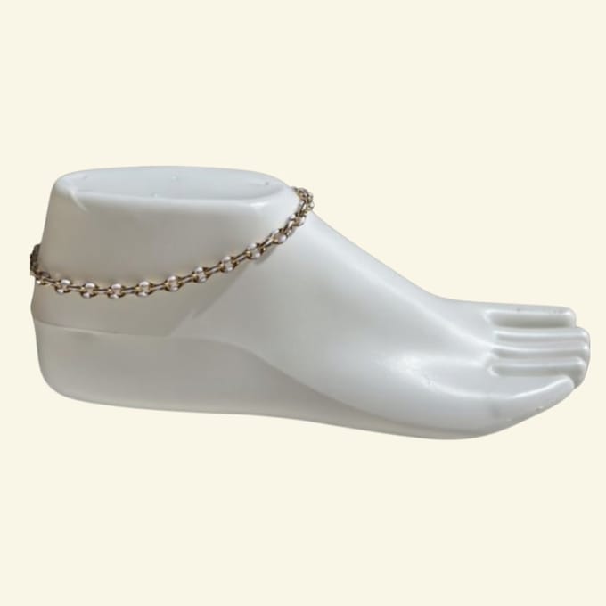 2 Love it Cannes - Enkelbandje - Stainless Steel - Wit & Goud - 24+5 cm