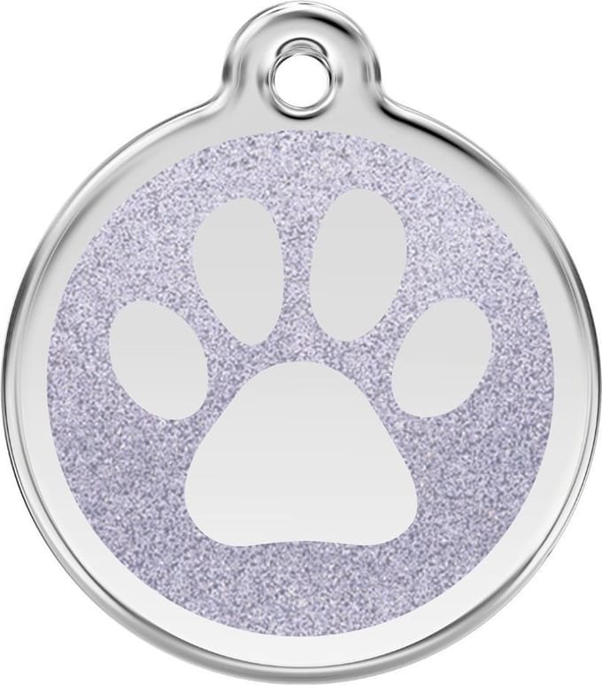 Red Dingo Hondenpenning 38 mm pootje glitter zilverkleurig