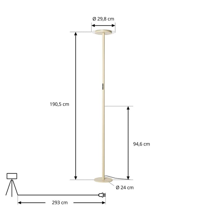 Arcchio LED vloerlamp Frile, beige, hoogte 190 cm, dimbaar