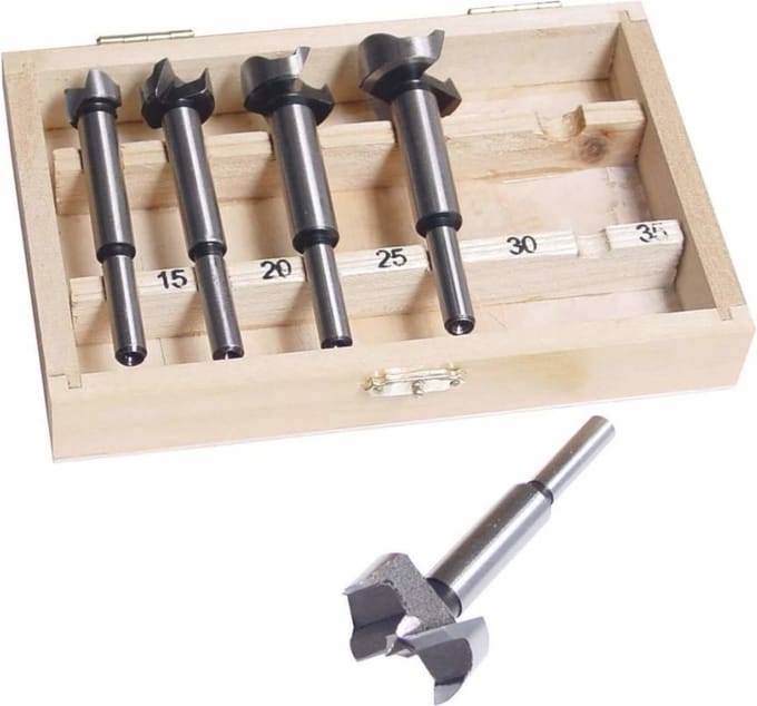 Tooltech Houtfrezenset - 5-delig - 15-35 mm - Inclusief Houten Kistje